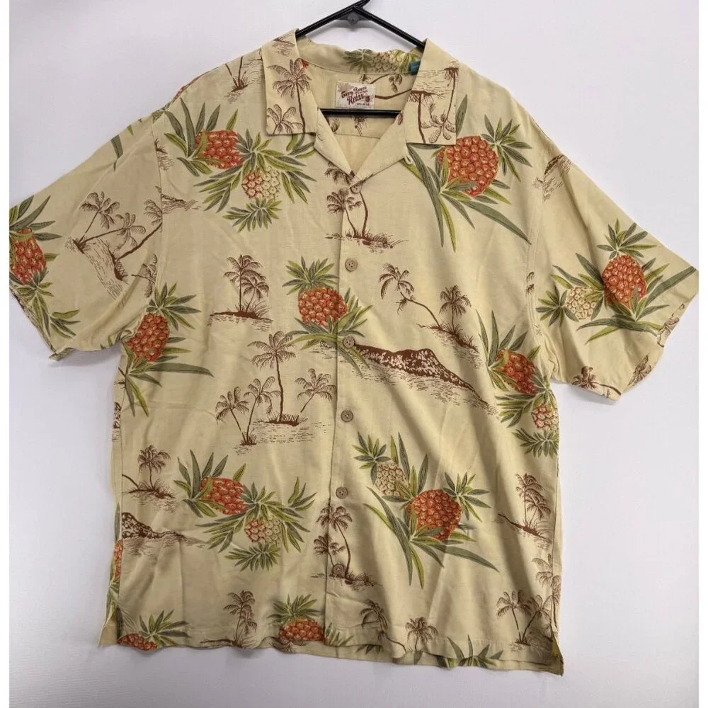 Tommy Bahama Rayon Camp Hawaiian Shirt Mens XL Pineapple AOP - Picture 1 of 5